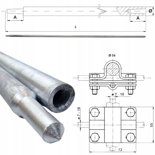 Uziom Pionowy Ocynkowany Szpilka 4x1,5m Zestaw 6m + Złącze i Pobijak na Arena.pl