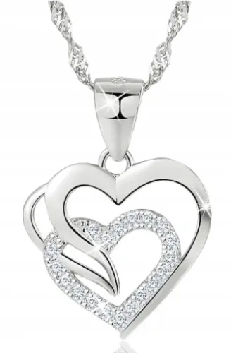 SREBRNY NASZYJNIK SERCE SREBRO 925 ŁAŃCUSZEK DAMSKI Z ZAWIESZKĄ GRAWER na Arena.pl