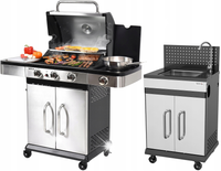 GRILL GAZOWY ZUSHI 3+1 STAL NIERDZEWNA 11,2KW + SZAFKA MODUŁOWA ZE ZLEWEM