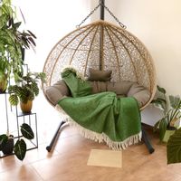 Koc Z Wełny Nowozelandzkiej 150X200 Romby Zielony