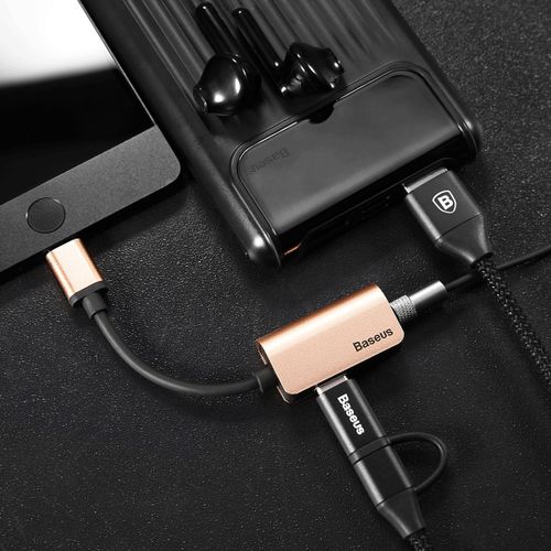 Baseus przejściówka adapter USB Type-C mini jack złoty na Arena.pl