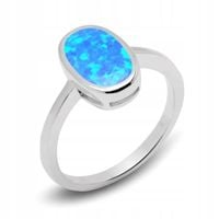 Srebrny Pierścionek Kształt Owalny z Opalem