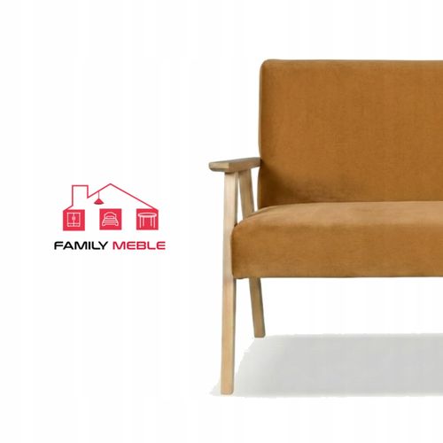 Sofa w stylu PRL retro vintage SOLER Family Meble musztardowy welur Hunter na Arena.pl
