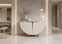 Biała konsola glamour półokrągła Vellora 140x35x86