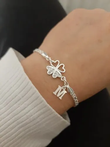 Srebrna bransoletka koniczynka LITERKA PUDEŁKO 925 na Arena.pl