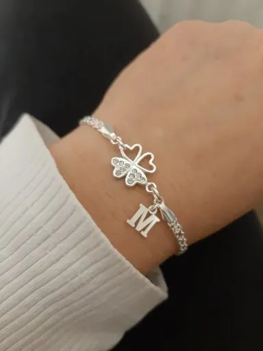 Srebrna bransoletka koniczynka LITERKA PUDEŁKO 925 zdjęcie 5