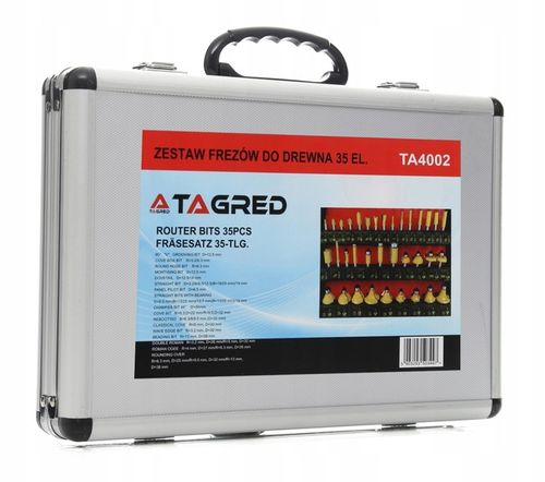 FREZY DO DREWNA 8mm KSZTAŁTOWE 35el TWARDE OSTRE ZESTAW W WALIZCE FREZ na Arena.pl