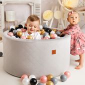 Basen z kulkami szary pikowany velvet