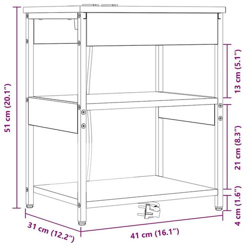 Szafka Nocna Brązowy dąb 41 x 31 x 51 cm na Arena.pl