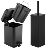 Zestaw łazienkowy: Kosz na śmieci 3L + Szczotka do WC czarna mat
