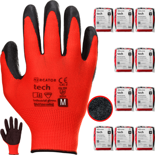 rękawice robocze mercator tech red+black latex - m - 120 par na Arena.pl