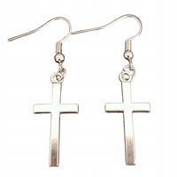 Kolczyki Srebrne Krucyfiksy Chrystus Krzyże Wiara Nadzieja Symbol Biżuteria