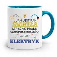 Kubek Błękitny Dla Elektryka Jam Jest Pan Światła Z Nadrukiem Ze Zdjęciem
