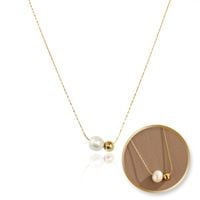 naszyjnik stal szlachetna pozłacana 14k złotem, elegancki, kulka, perła