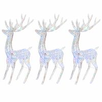 Renifery z akrylu XXL, 3 szt., 250 kolorowych LED, 180 cm