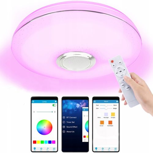 Lampa plafon LED RGB GŁOŚNIK Bluetooth 40w + PILOT na Arena.pl