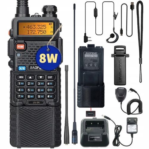 Baofeng UV-5R 8W 3800mAh KRÓTKOFALÓWKA RADIOTELEFON WALKIE TALKIE SKANER na Arena.pl