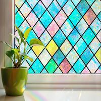 Folia okienna tęczowa 3D statyczna dekoracyjna prywatność 50x300 cm PVC