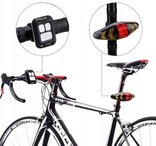 LAMPKA LED Tylna Rowerowa do Roweru Tył KIERUNKOWSKAZY Sterowana Pilotem na Arena.pl