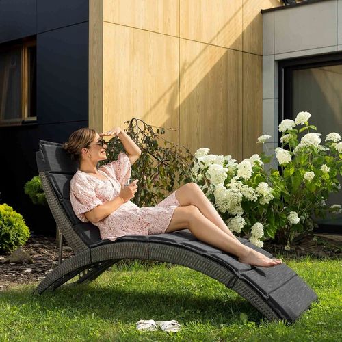 Leżak ogrodowy składany regulowany na balkon taras technorattan z poduszką na Arena.pl