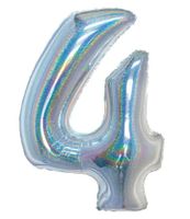 BALON FOLIOWY B&C CYFRA 4 HOLOGRAFICZNA SREBRNA 76CM GODAN