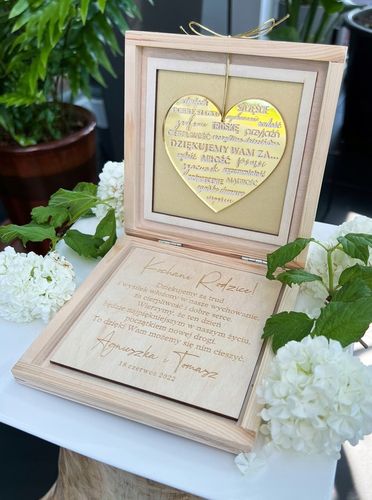PODZIĘKOWANIE dla RODZICÓW ślub WESELE pudełko na Arena.pl