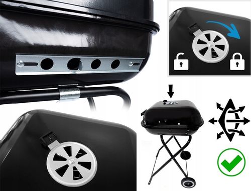 GRILL Węglowy na brykiet Ogrodowy PRZENOŚNY turystyczny WÓZEK POKRYWA na Arena.pl