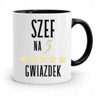 Kubek Czarny Prezent Dla Szefa Szef Na 5 Gwiazdek Z Nadrukiem Ze Zdjęciem