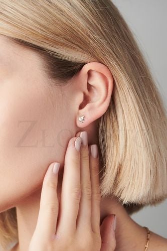 ZŁOTE KOLCZYKI SERCA DIAMENTOWANE ZŁOTO 585 14K GRAWER PREZENT na Arena.pl