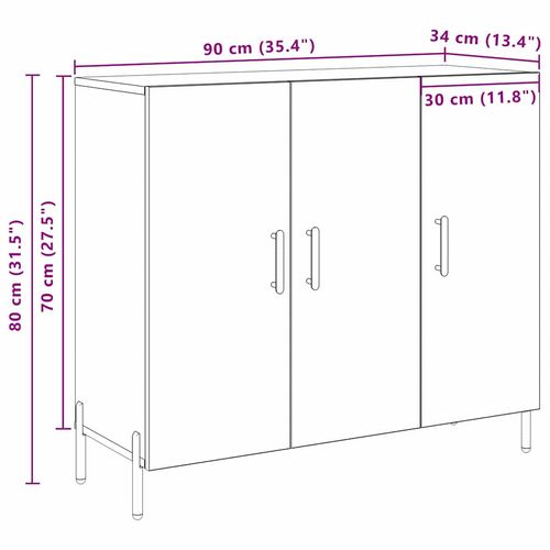 Bufet Czarny dąb 90 x 34 x 80 cm Materiał drewnopochodny na Arena.pl