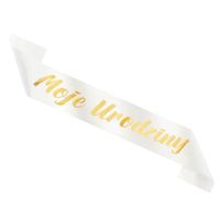 Szarfa urodzinowa Moje Urodziny biało-złota