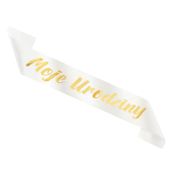 Szarfa urodzinowa Moje Urodziny biało-złota