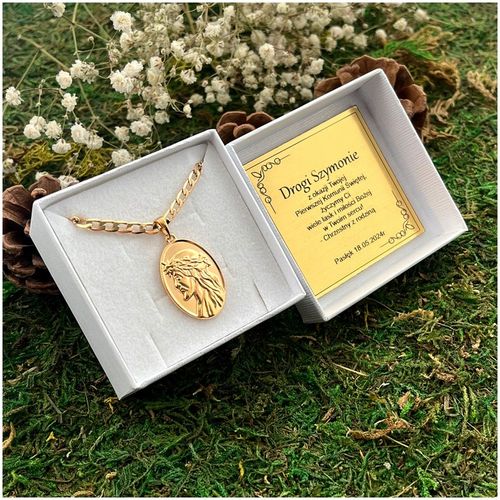 PAMIĄTKA CHRZTU ŚWIĘTEGO / ZŁOTY ŁAŃCUSZEK + MEDALIK JEZUS 18K DLA CHŁOPCA na Arena.pl