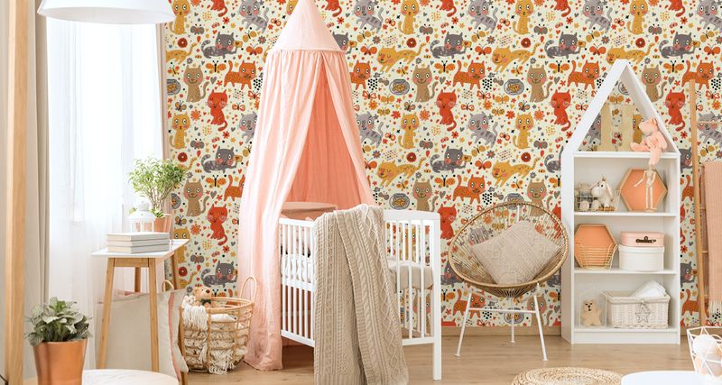 Tapeta Dla Dzieci - Zabawne Kolorowe Kotki zdjęcie 2