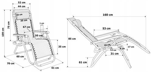 LEŻAK OGRODOWY JASNY BEŻOWY ORION FUNKCJA ZERO GRAVITY na Arena.pl