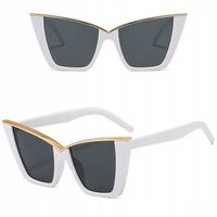 OKULARY PRZECIWSŁONECZNE Kocie filtr UV400 Białe damskie + ETUI + ŚCIERKA