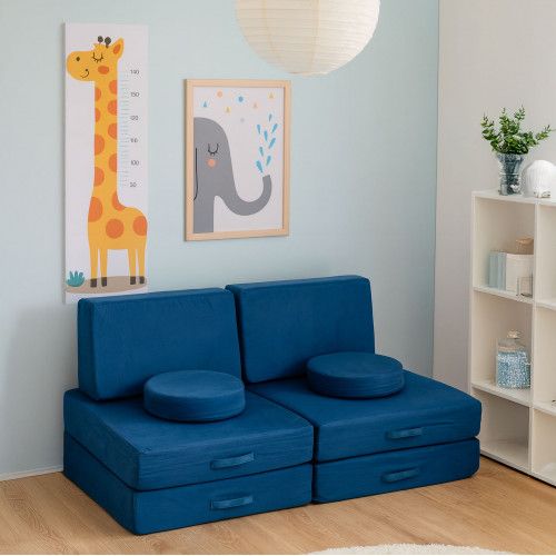 SOFA MODUŁOWA ECOTOYS DLA DZIECI 8 ELEMENTÓW NIEBIESKA 120 KG na Arena.pl