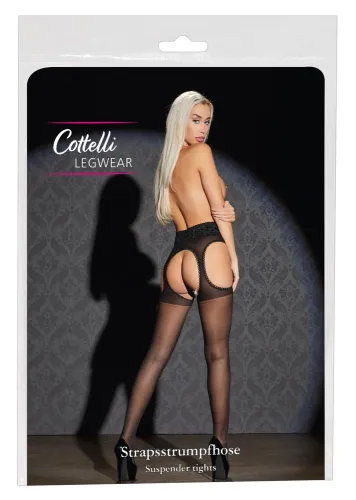 cottelli legwear rajstopy z koronkowymi wycięciami, czarne s/m na Arena.pl