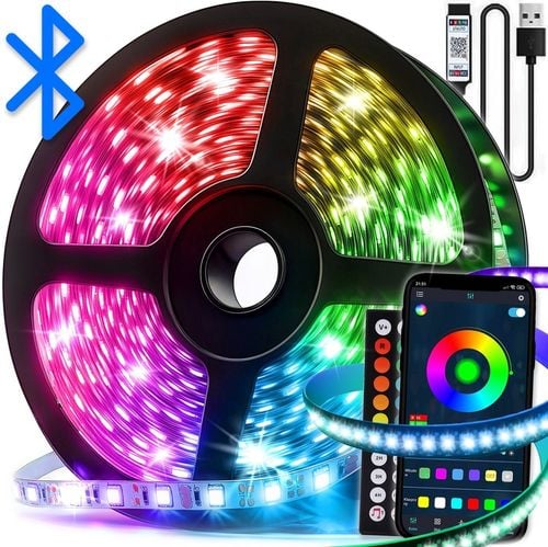 TAŚMA LED RGB 5m Ledy 5050 Listwa 5V KOLOROWA NA PILOTA + APLIKACJA na Arena.pl