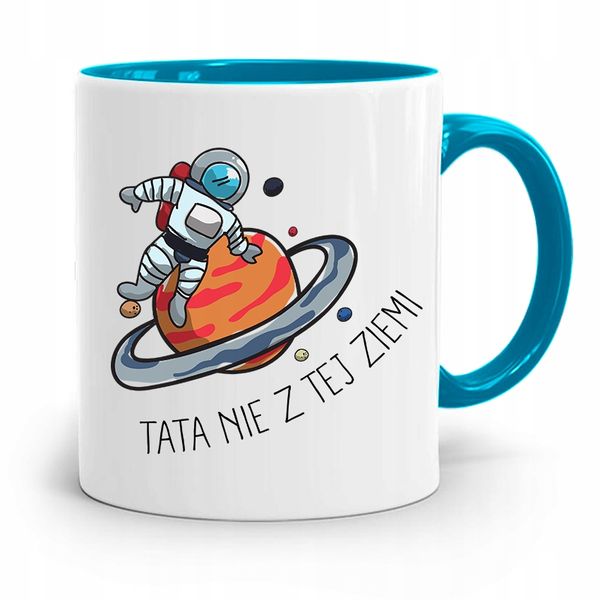 Kubek Błękitny Dla Taty Ojca Tata Nie Z Tej Ziemi Z Nadrukiem Ze Zdjęciem zdjęcie 1