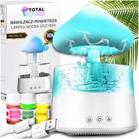 DUŻY NAWILŻACZ POWIETRZA GRZYBEK LAMPKA NOCNA DYFUZOR DESZCZ LED + 3 OLEJKI