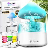 DUŻY NAWILŻACZ POWIETRZA GRZYBEK LAMPKA NOCNA DYFUZOR DESZCZ LED + 3 OLEJKI