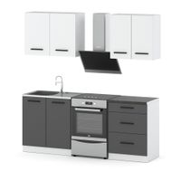 Meble Kuchenne Biało Szare Mat Nowoczesne Zestaw Kuchenny Mini Mokka 2.0m