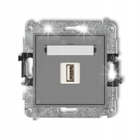 GNIAZDO 1x USB-AA 2.0 KARLIK MINI SZARY MAT