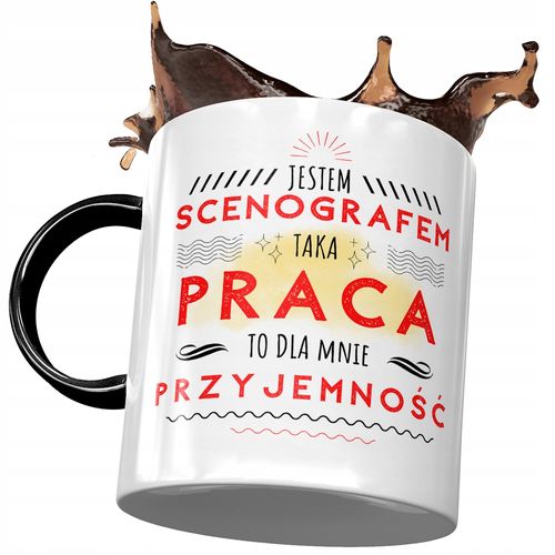 Kubek Czarny Dla Scenografa Praca To Przyjemność Z Nadrukiem Ze Zdjęciem na Arena.pl