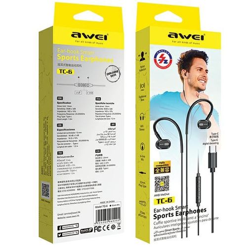 awei słuchawki stereo tc-6 usb-cczarny/black na Arena.pl