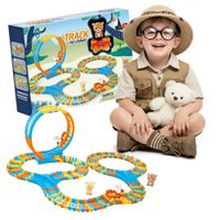 Tor samochodowy z rondem i pętlą Misie autko 160 el PREZENT dla Chłopca