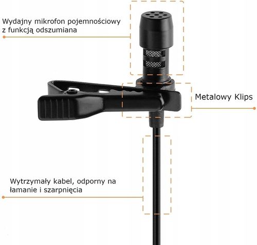 Mikrofon krawatowy z klipsem do telefonu USB-C uniwersalny mikrofon na Arena.pl