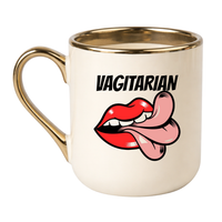 KUBEK "VAGITARIAN" Wzór - Elegant Kremowo-Złoty 330 ml