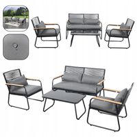 Zestaw Mebli Ogrodowych Technorattan VALENCIA Komplet na Taras Ogród Czarny